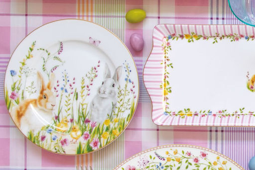Тарелка закусочная, 19 см, фарфор P, белая, Кролики и цыплята, Happy Easter Пасхальная коллекция