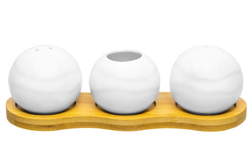 Вазочка под зубочистки + набор для специй 2 пр. 19,5*7*6 см 75 мл Айсберг волны на дер. подст. - Elan gallery фото 5