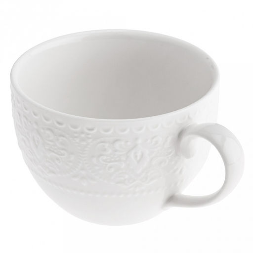 Русь Чашка фарфоровая 310мл, д9,8см h6,8см, глянцевая глазурь, белый, рельефный декор (Китай) - Домашняя мода фото 3