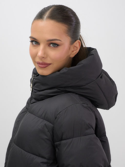 Куртка женская зимняя на резинке большого размера черного цвета 7619Ch - Visdeer фото 15