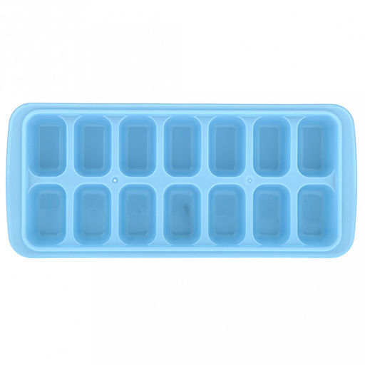 Форма для льда пластмассовая (мармелада) "Прямоугольник - 14 штук" 25,2х11см h3см, цвета в ассортименте: розовый, белый, голубой, в п/эт пакете (Китай)