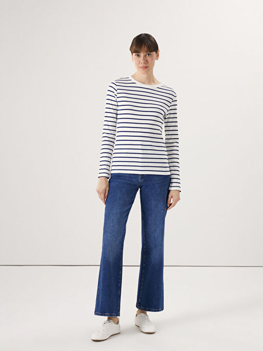 Bisiklet Yaka ?izgili Kad?n Body