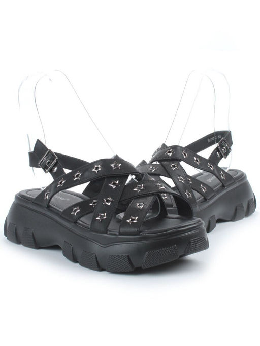 08-PEAG47-2 BLACK Босоножки женские (натуральная кожа)