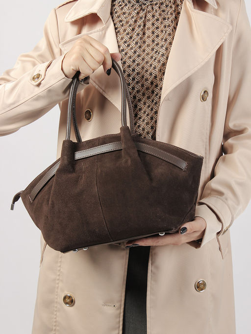 LACCOMA сумка Y2346F-темно коричневый натуральная замша, натуральная кожа полиэстер