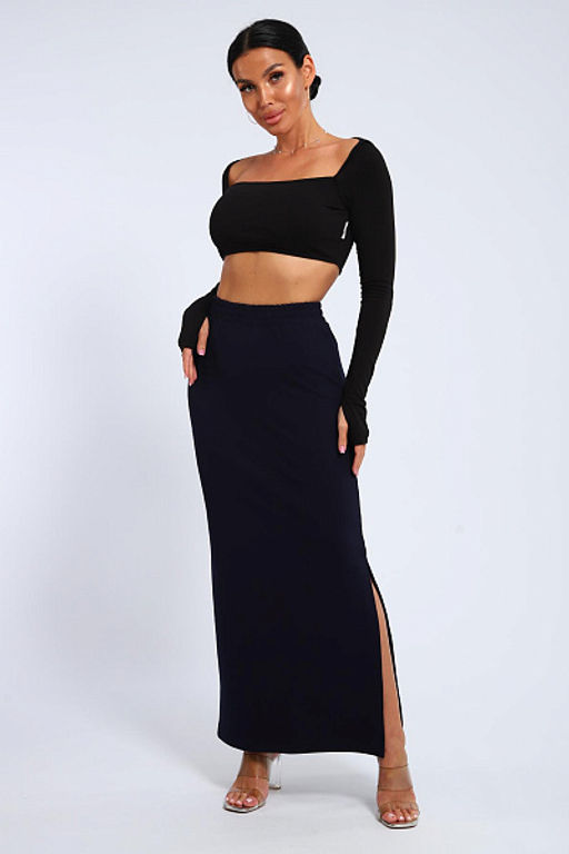 Юбка, футер (01056, черный макси) - Плиона фото 31