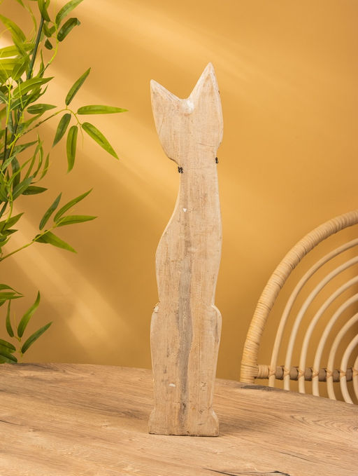 Сувенир «Кошка», белая, 60×12×6 см, дерево, МИКС