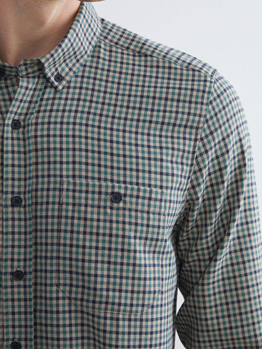 Regular Fit Uzun Kollu Ekose Gabardin Erkek G?mlek