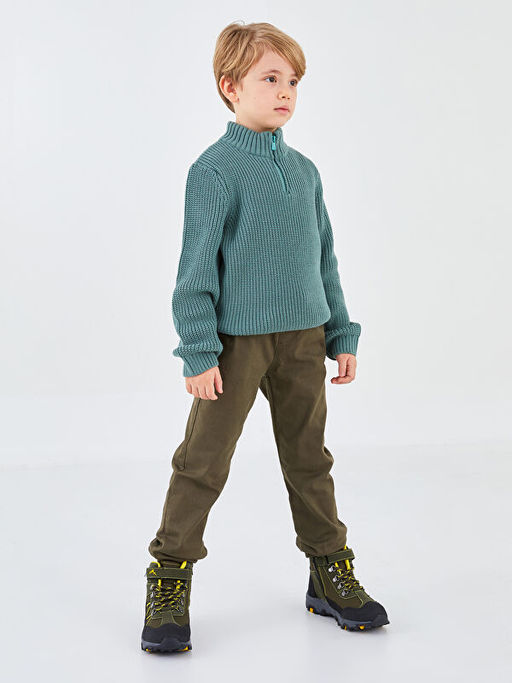 Dik Yaka Basic Uzun Kollu Erkek ?ocuk Triko Kazak - Waikiki фото 3