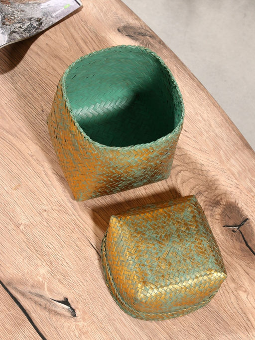 Корзинка плетёная «Голден», 16×16×23 см, голубая