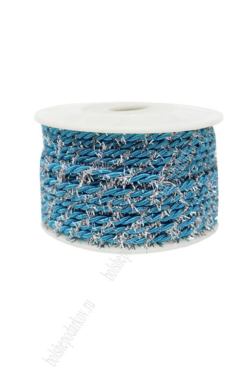 Шнур в бобине с люрексом 3 мм*20 ярд (SF-225) бирюзовый/серебро