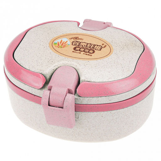 Ланч-бокс для продуктов пластмассовый Эко дом 15х14,5см h9см, 2 уровня: 0,2л 15,3х12см h2,6см; 0,4л, 15х11,8см h5,5см, с ложкой 13см, бежевый, с цветными клипсами и ручками, цвета в ассортименте: фисташковый, розовый, голубой (Китай) Пластик с доба - Домашняя мода фото 7