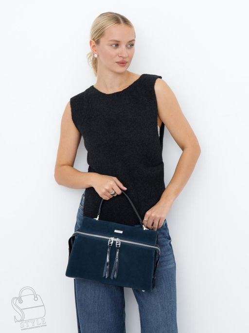 Сумка женская кожаная 9675MSS d.blue Velina Fabbiano-Safenta в Новосибирске