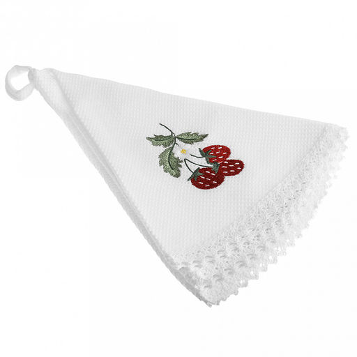 Полотенце кухонное вафельное "Круглое лето" д60см, хлопок 100%, с петелькой, ажурный кант, с вышивкой в ассортименте (Китай)