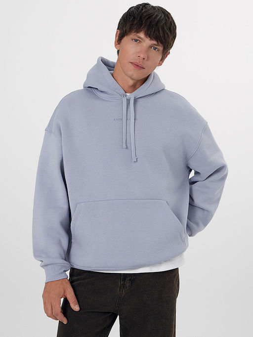 Теплое худи мужское фиолетовое с начесом