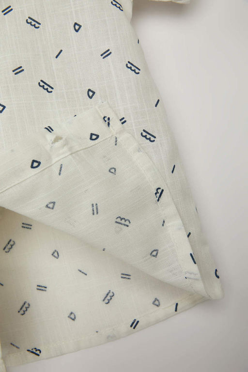 Расклешенная рубашка из поплина с короткими рукавами для маленьких мальчиков - Defacto фото 4