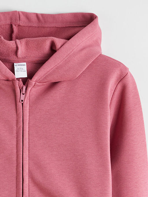 Kap??onlu Uzun Kollu K?z Bebek Fermuarl? Sweatshirt