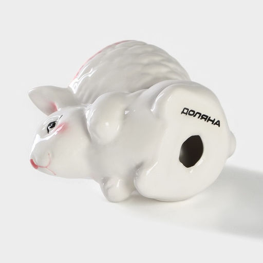 Подставка для яйца Доляна «Зайка», доломит, 8×5.5×7.5 см, белая, розовая