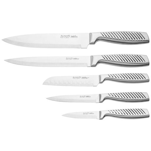 НАБОР НОЖЕЙ AGNESS 6 ПР.С МАГНИТНЫМ ДЕРЖАТЕЛЕМ И РУЧКОЙ ИЗ НЕРЖ.СТАЛИ фото 3