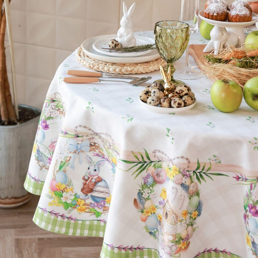 Скатерть Этель Уютная пасха, d=215 см, саржа, хлопок, 190г/м2  фото 9