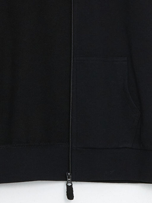 Kap??onlu Basic Uzun Kollu K?z ?ocuk Fermuarl? Sweatshirt