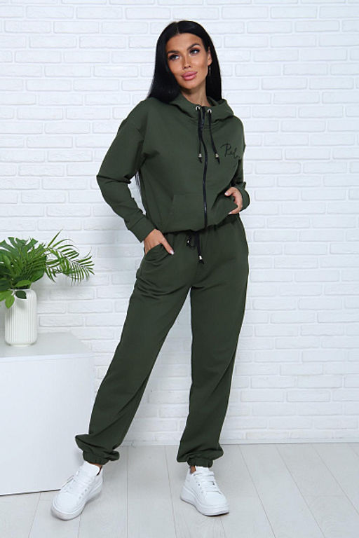 Костюм с брюками, футер с лайкрой 2-х нитка (00907, хаки)