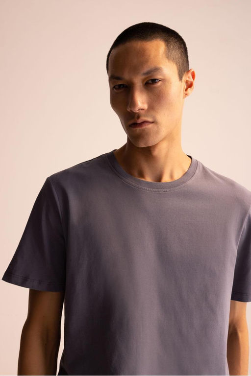 Базовая футболка стандартного кроя с круглым вырезом и короткими рукавами - Defacto фото 4