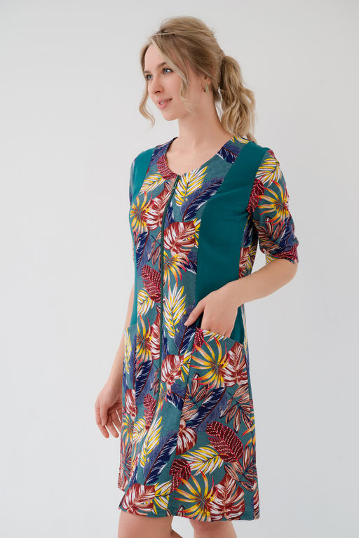 Халат женский из кулирки Любовь осенние листья