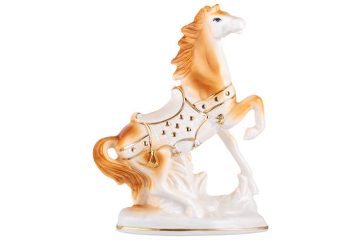 Фигурка декоративная 11*5*14,5 см Лошадь коричневая с золотом, фарфор - Elan gallery фото 4