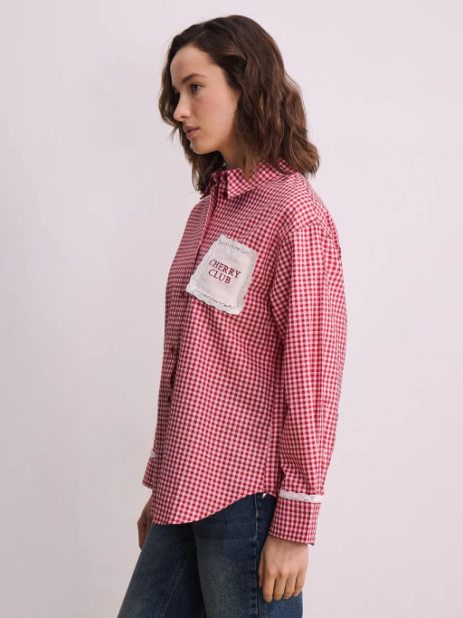 Рубашка из хлопка в клетку / Zarina фото 5