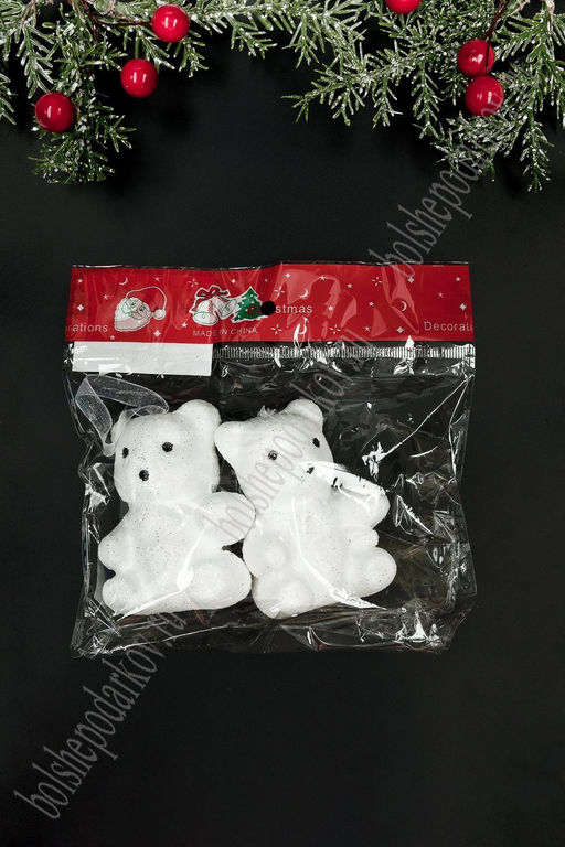 Новогодние украшения Мишки 5,5*6,5 см (2 шт) SF-7550, №1 - Больше подарков фото 3