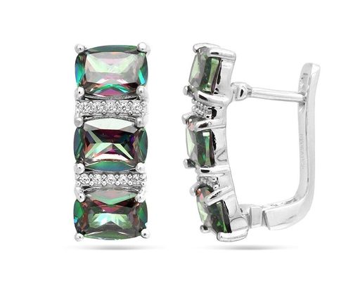 Серьги из серебра мистик кварц, Сардина