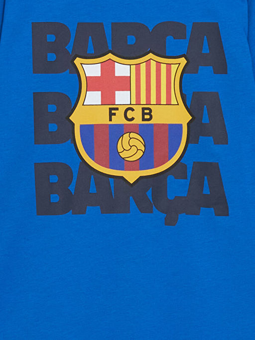 Bisiklet Yaka Barcelona Bask?l? Erkek ?ocuk Pijama Tak?m? - Waikiki фото 3