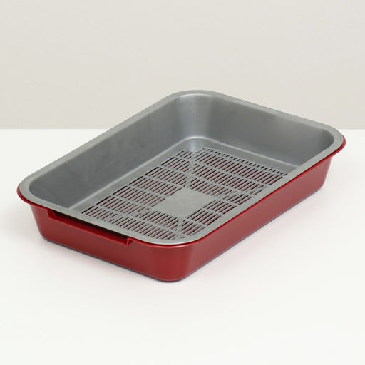 Туалет средний с сеткой 36 х 26 х 6,5 см, серый/бордовый - Simaland фото 3