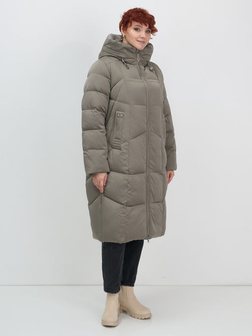 Пальто зимнее женское Visdeer 7702SK светло-коричневое утеплитель 240 г/м²  фото 9