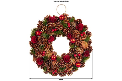 Новогоднее украшение венок 34*34*8 см Санта круг - Elan gallery фото 2