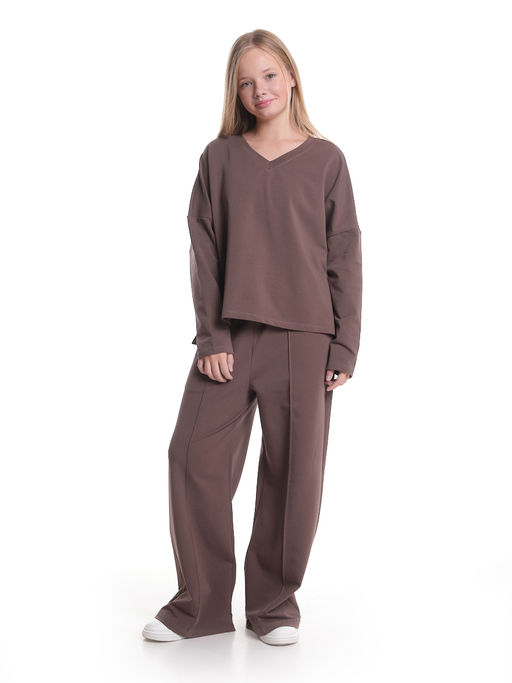 Брюки для девочки со строчкой 22-1565 шоколад - Mini maxi фото 14