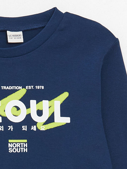 Bisiklet Yaka Bask?l? Uzun Kollu Erkek ?ocuk Ti??rt - Waikiki фото 2