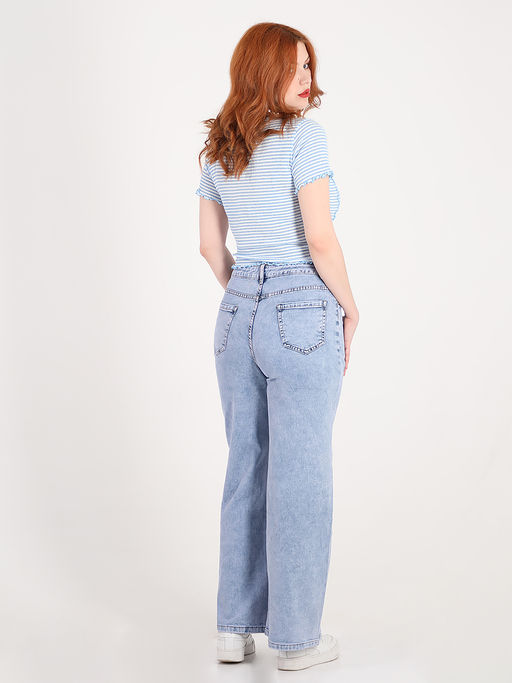 Джинсы голубые женские широкие больших размеров - Almond фото 2
