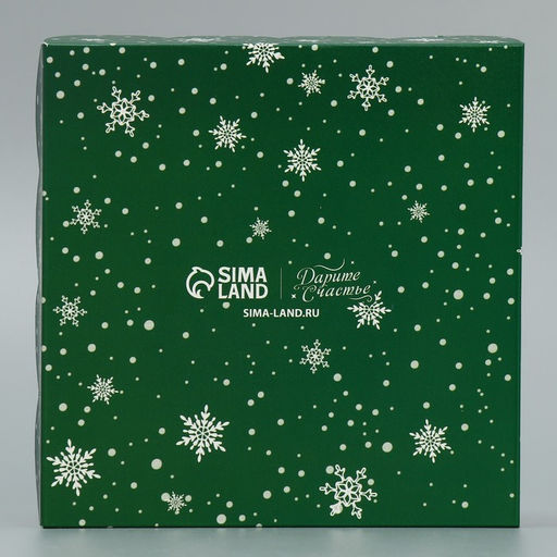Цена за 5 шт. Коробка для кондитерских изделий новогодняя с пластиковой крышкой «Зайчики», 13×13×3 см
