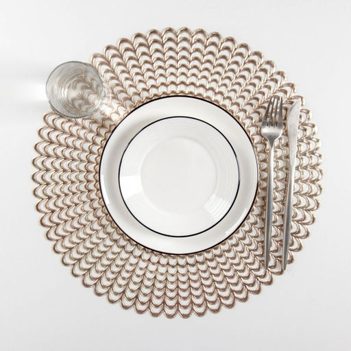 Набор салфеток сервировочных на стол Доляна Солнечная, d=38 см, 4 шт, цвет золотой  фото 4