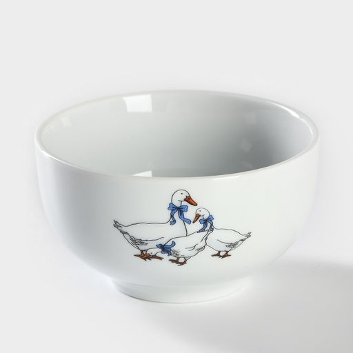 Пиала Добрушский завод «Гуси», 330 мл, d=11 см, фарфор, белая, рисунок МИКС