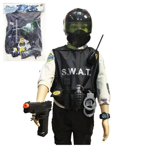Игровой набор "Полицейский" бронежилет, шлем, пистолет, наручники, аксесс. (Y18999088) в пакете 36*56см