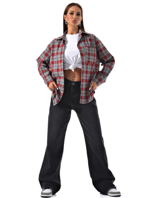 Женская рубашка в клетку оверсайз CRACPOT 145 - Сracpot фото 6