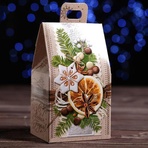 Цена за 5 шт. Подарочная коробка Новогодний декупаж, 9,1 х 7 х 15,7 см - Simaland фото 2