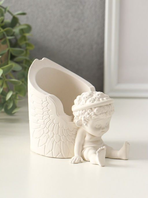 Карандашница "Ангел" 12х10 см, гипс