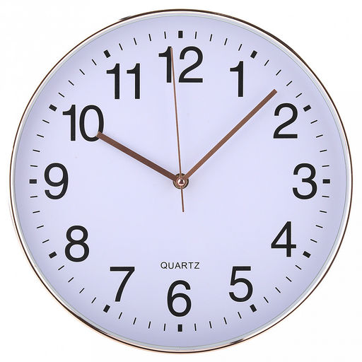 Часы настенные Вечность д29,3см, h4см, циферблат белый; цифры арабские, розовое золото; корпус пластик, розовое золото; в коробке (Китай)