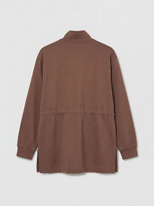 Dik Yaka B?zg?l? Kad?n Fermuarl? Sweatshirt