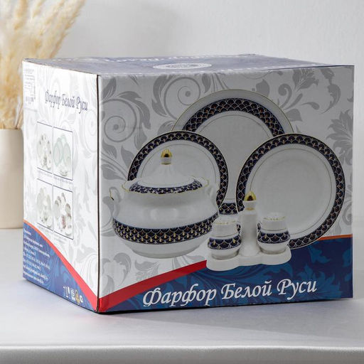 Набор столовой посуды Добрушский завод «Букет цветов», 34 предмета, фарфор, белый