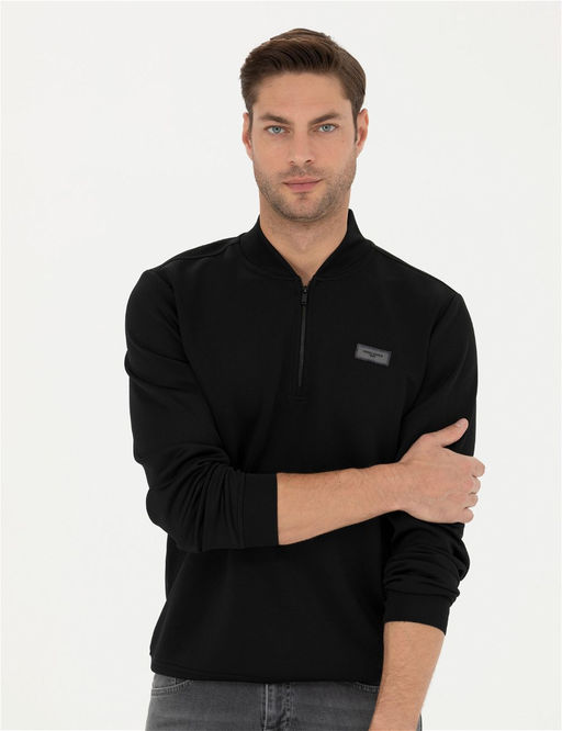 Siyah Regular Fit Sweatshirt - Pierre cardin фото 3