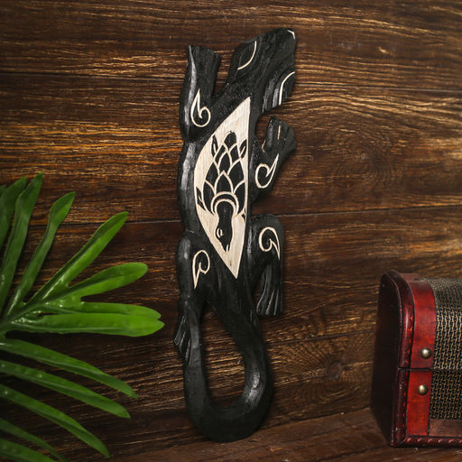 Панно настенное дерево Геккон черный с черепашкой 1х11х30 см - Simaland фото 2